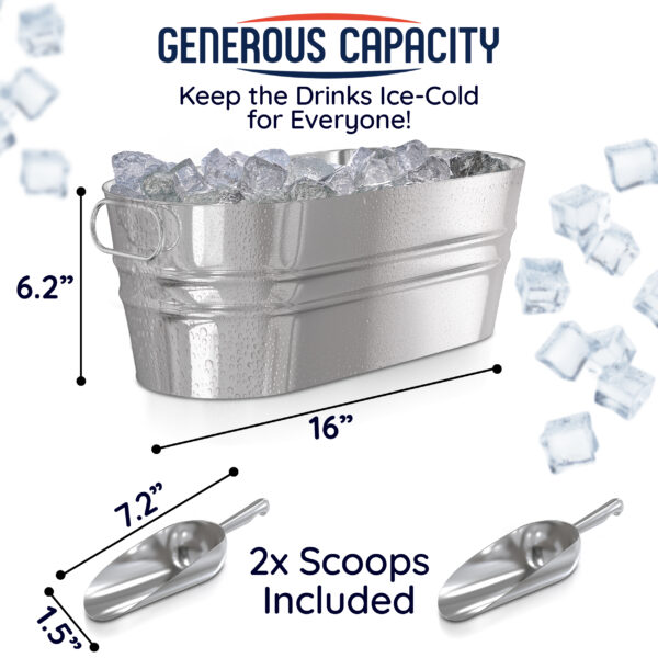 Galvanized Metal Oval Ice Bucket – Durable Insulated Beverage Cooler, Perfect for Chilling Drinks and Bottles - Image 3